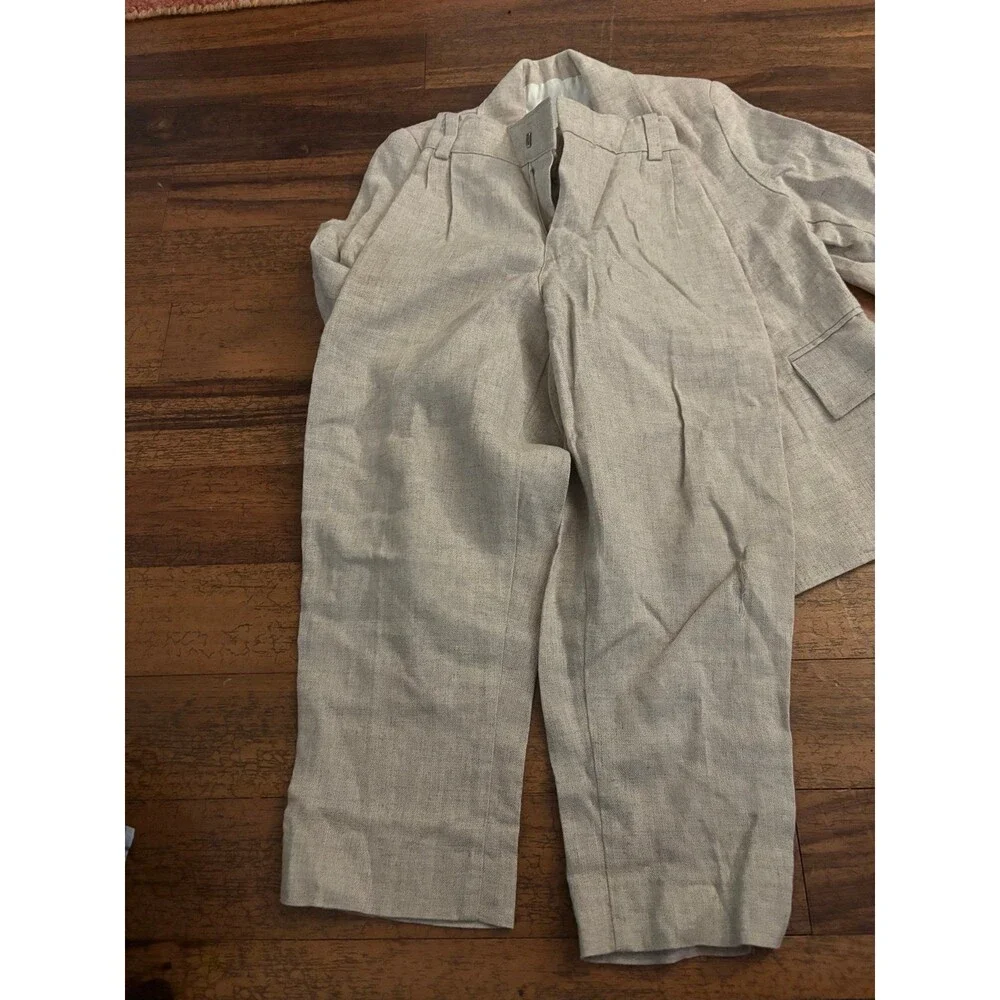 Vintage Jack Tar Togs Boys 2pc Linen Suit Jacket Pants Beige Tan Size 5 Style 46